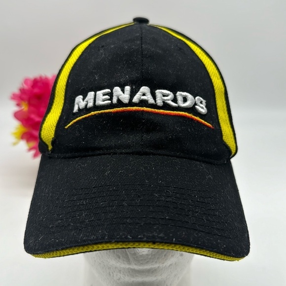 Menards Black Yellow #98 Racing Baseball Hat HT6314 - Picture 1 of 4